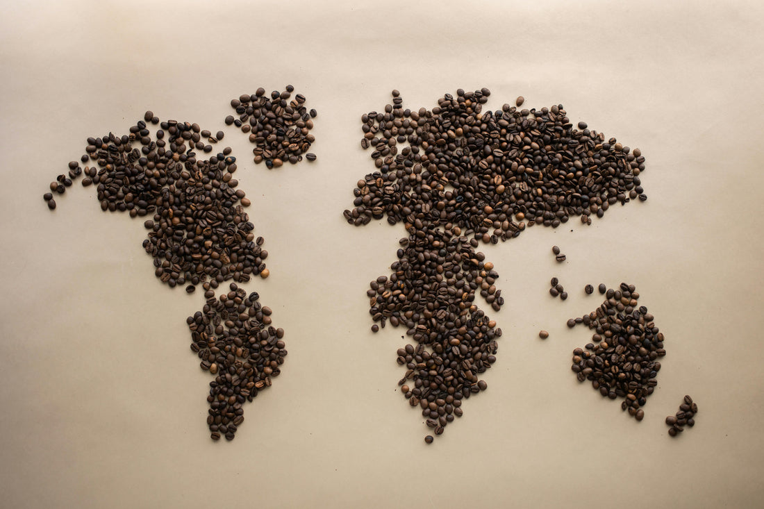 Coffee beans world map