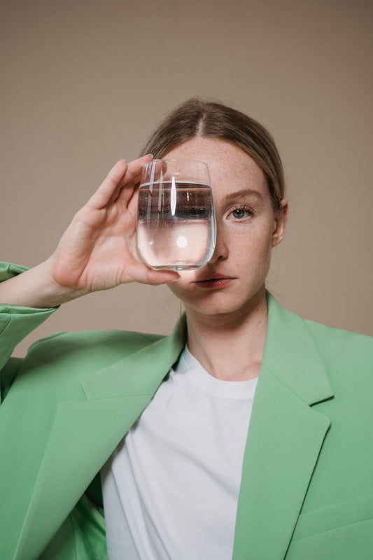 person, water glass