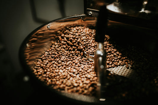 Coffee beans in cooling tray