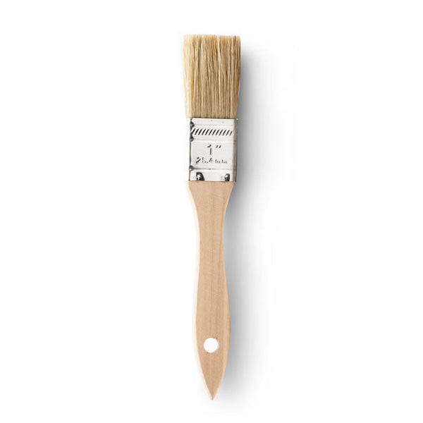 1" Wide Flat Brush with Natural Bristles and Wooden Handle